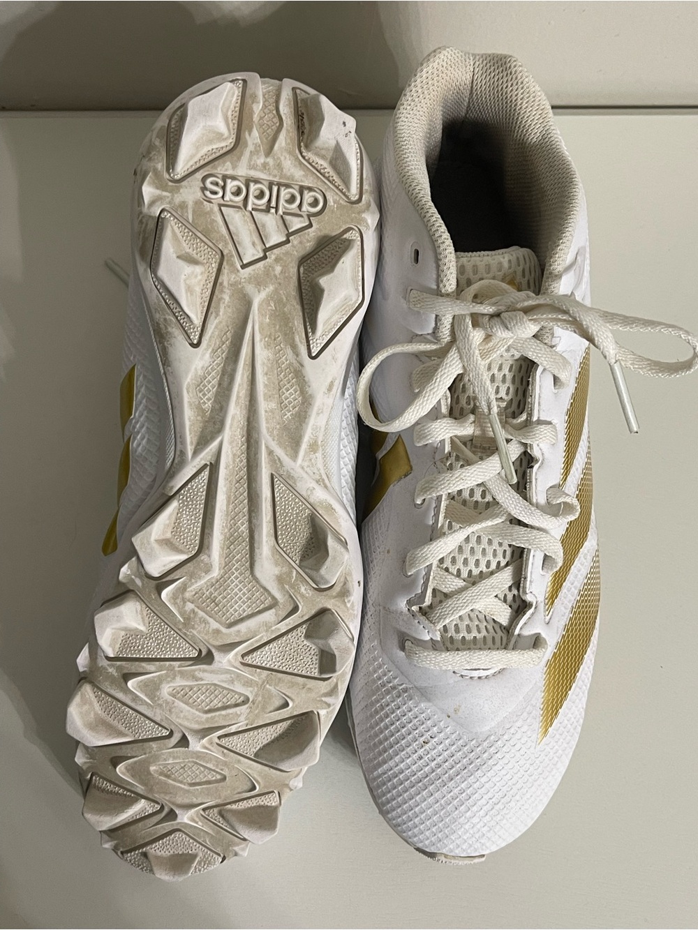 adidas Adizero Impact Men’s White & Gold Football Cleats Size 9 - Picture 4 of 7